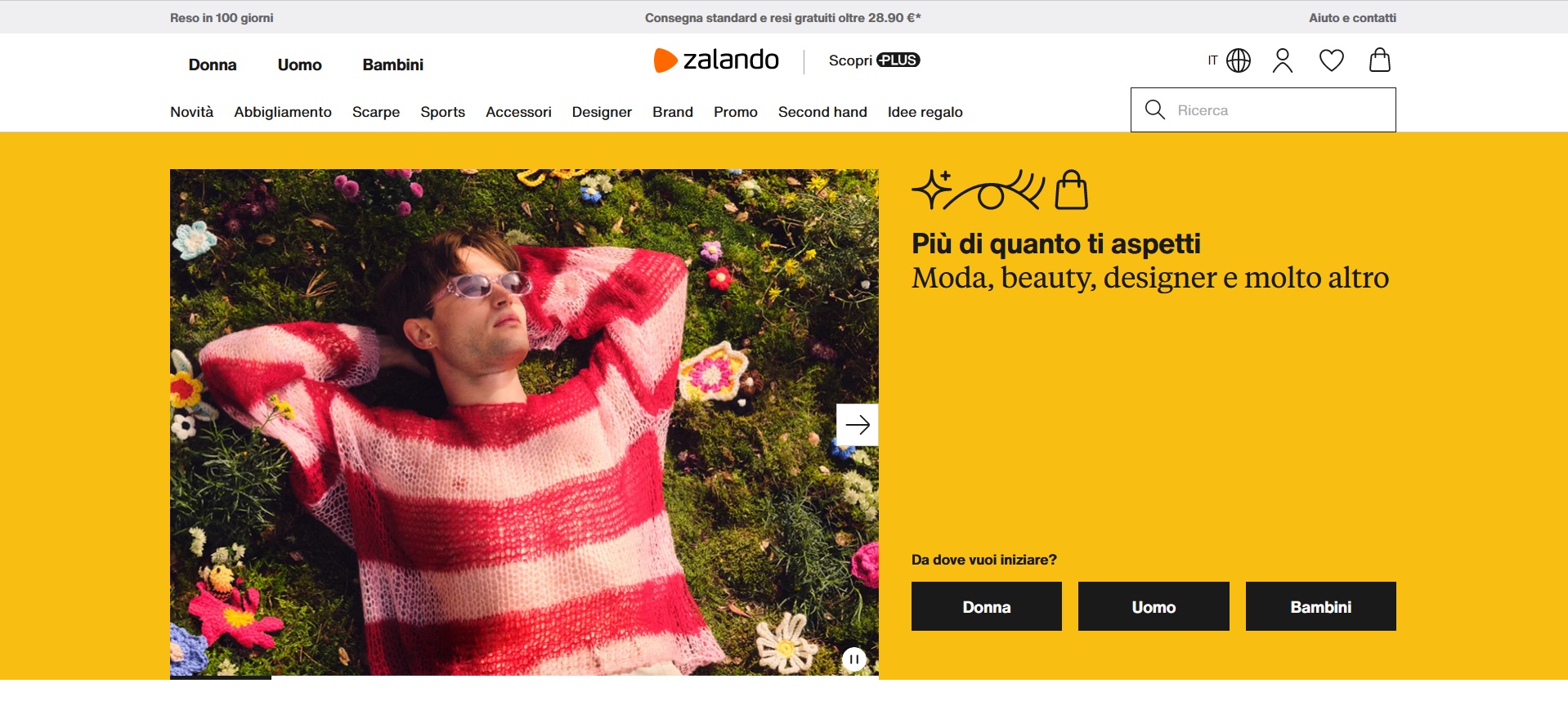 Homepage di Zalando
